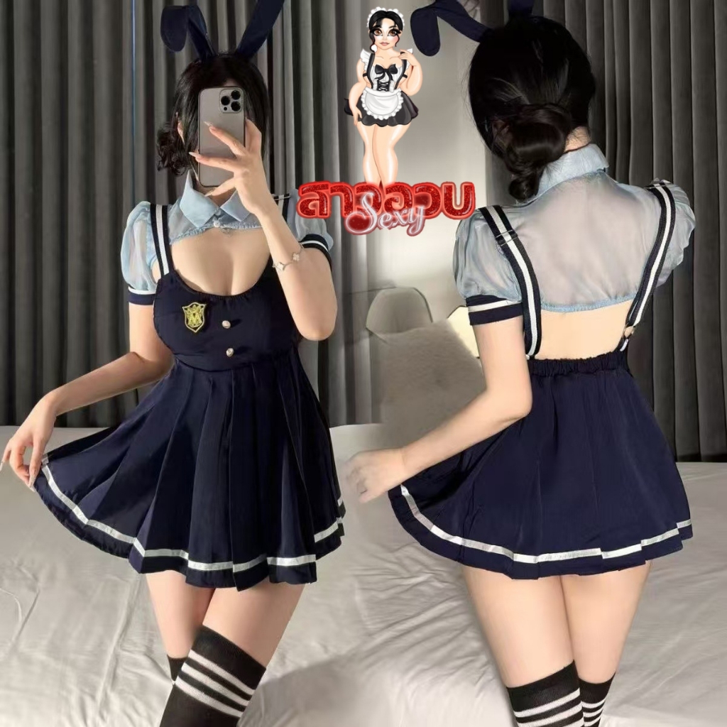 SUPER SEXY ชุดเจ้าหน้าที่ตำรวจ ชุดคอสเพลย์ ชุดกระต่ายบันนี่ 🍍M-5XL | 40-100กก. กระโปรงจีบสั้น ปลดลุคใสให้ไฟลุก M-1252