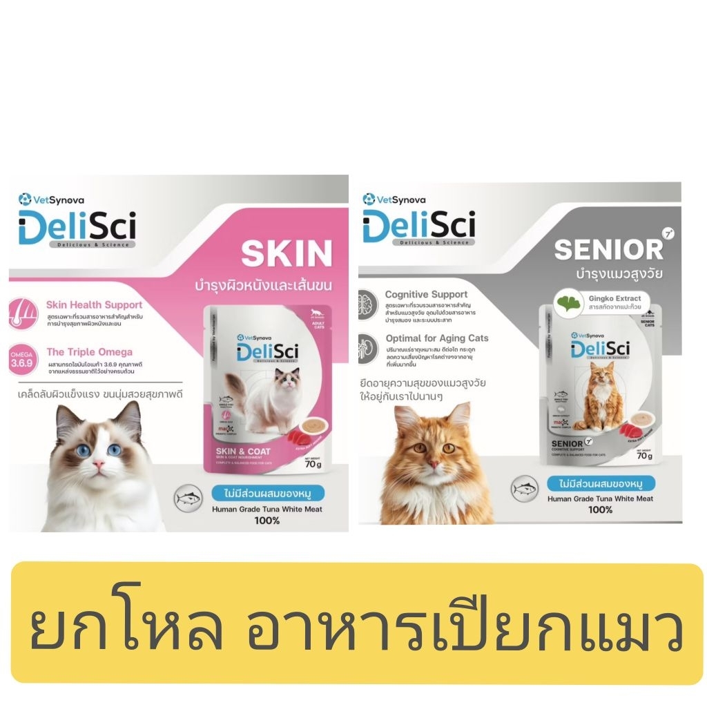 [ยกโหล]Delisci เดลิซาย อาหารเปียกสำหรับแมว Complete & balnaced 70g x12ซอง