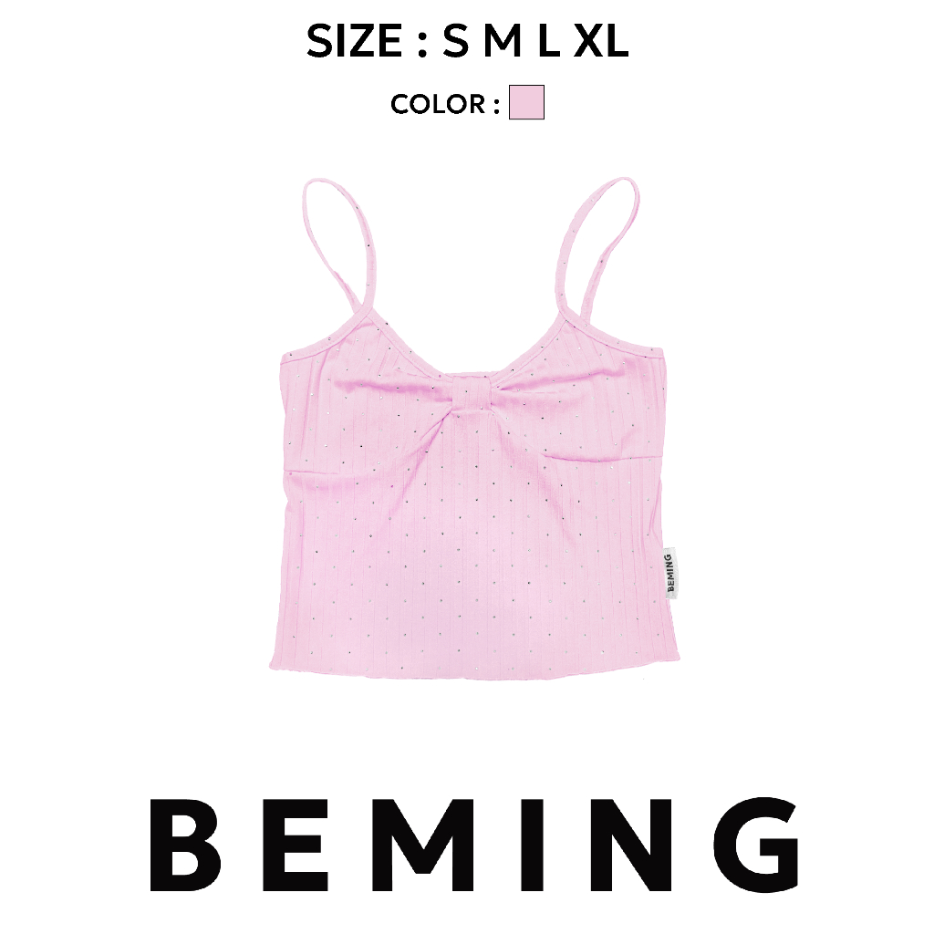 Bemingtop951(S-XL)-Lena Glitter Cami  – สายเดี่ยวผ้าร่องปักเพชรสุดคิ้วท์ - รูปที่ 5