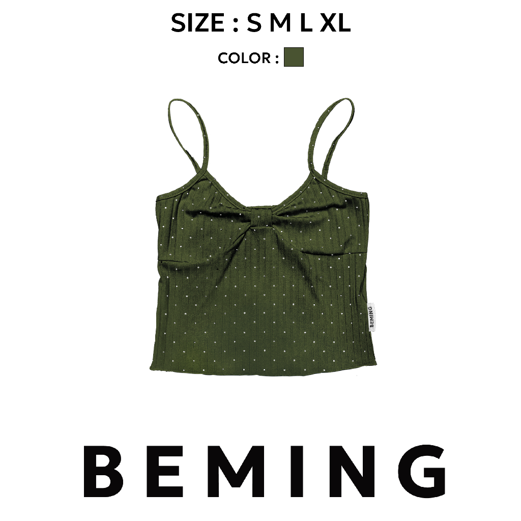 Bemingtop951(S-XL)-Lena Glitter Cami  – สายเดี่ยวผ้าร่องปักเพชรสุดคิ้วท์ - รูปที่ 4