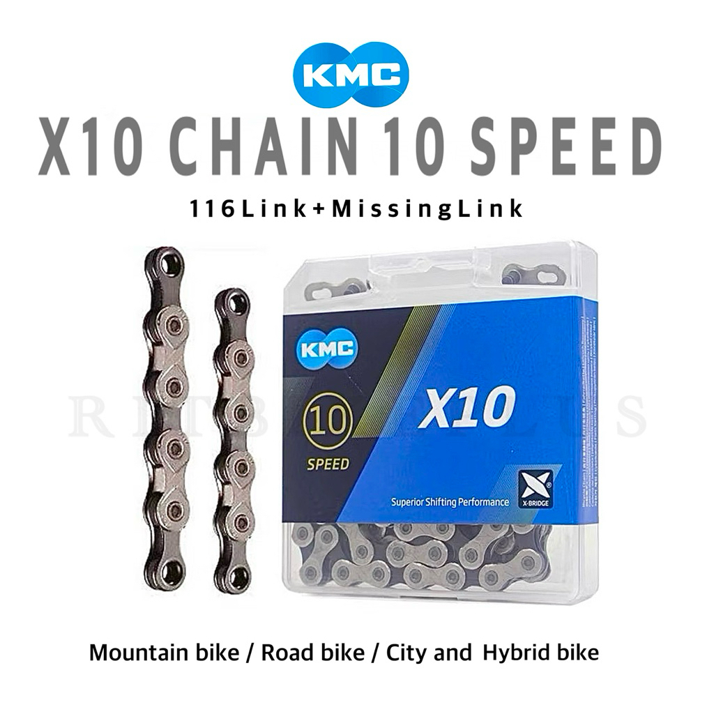 (โค๊ดส่วนลด) โซ่จักรยาน KMC รุ่น X10 10speed ยาว 116 ข้อ พร้อมข้อต่อโซ่ (ของแท้)