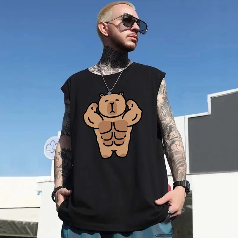 UT shop เสื้อกล้าม แขนกุด oversize ผ้าฝ้าย100% เสื้อแขนกุด "Muscle hippo"เสื้อผ้าผช เหมาะกับใส่ออกกําลังกาย เสื้อผู้ชาย