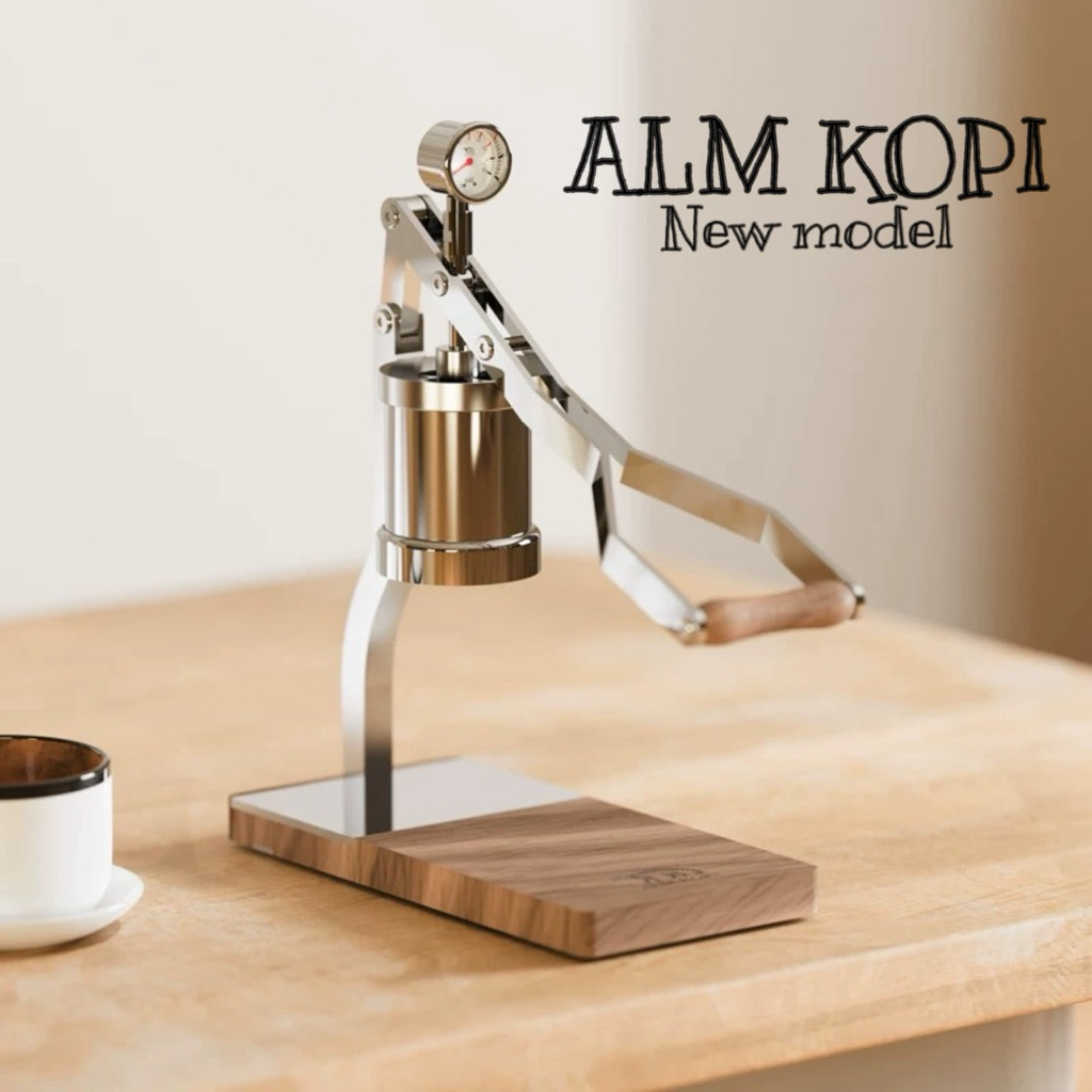 ALM KOPI manual espresso maker เครื่องชงกาแฟแบรนด์ ALM KOPI เครื่องชงกาแฟแบบคันโยก ฐานไม้จริง