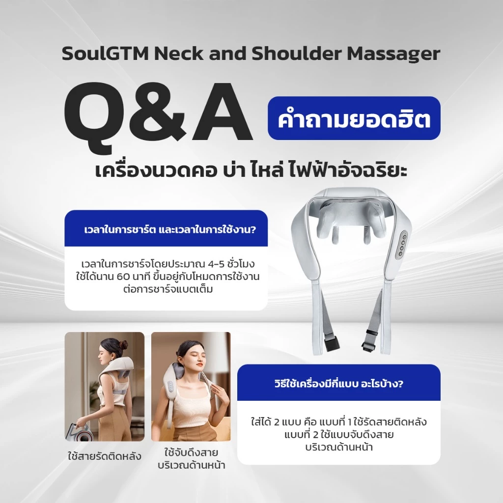 เครื่องนวดคอไหล่ Soulgtm Gen5 ปรับได้ 3 โหมด นวดคอ บ่า ไหล่ สะโพก ขา thumbnail 6