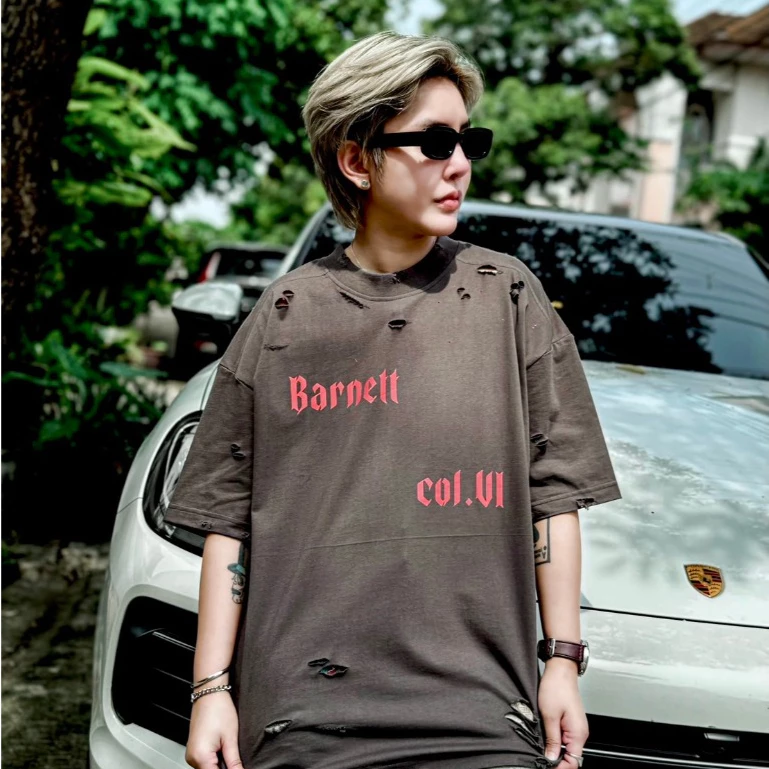 BARNETT A10 แต่งขาด collection6 โอเวอร์ไซส์ คอฟิต ผ้าหนา ใส่สบาย
