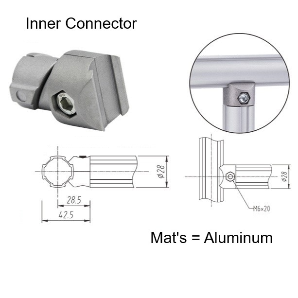 รวมแวท ราคาถูก ตัวยึดอลูมิเนียมโปรไฟล์กลม สำหรับ 1.7 ปกติ  Green Frame inner  Lean Pipe Aluminum connector
