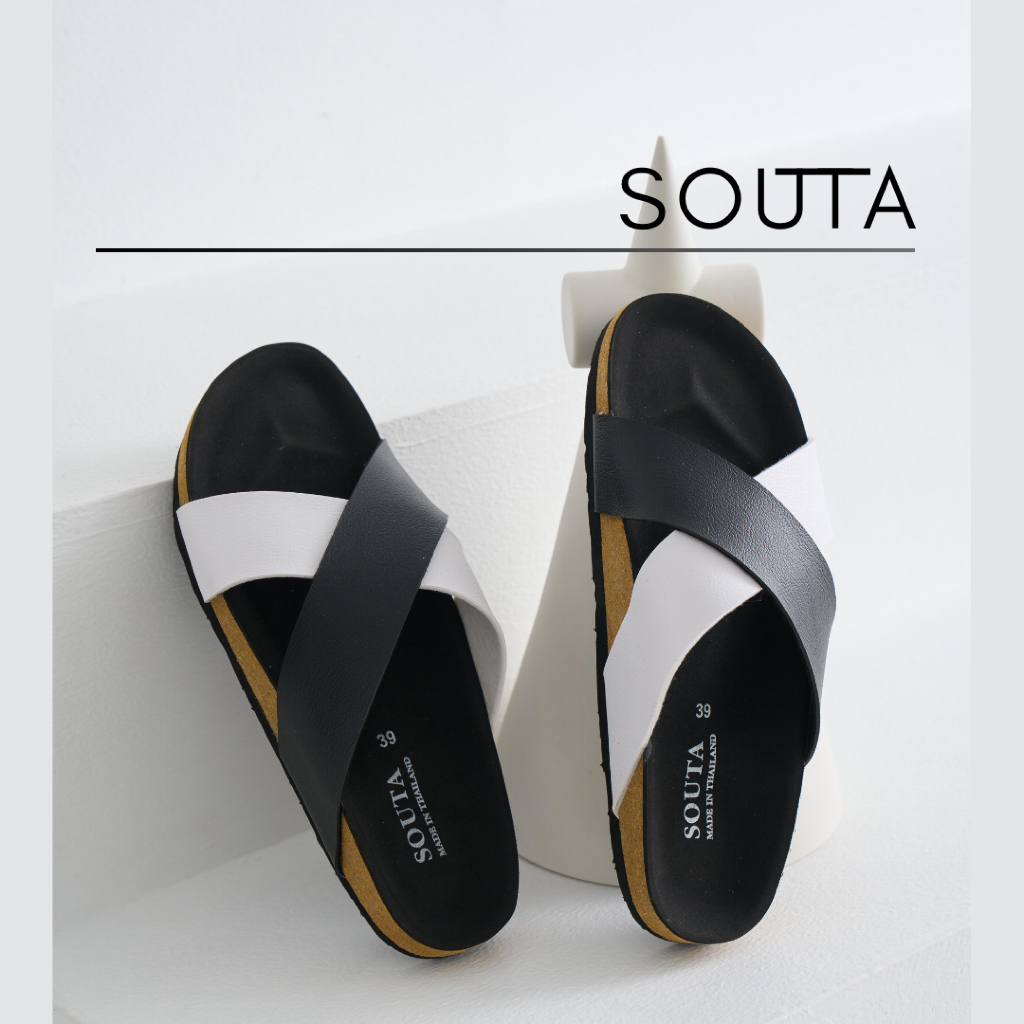 The Ren - Souta🎱 รองเท้าแตะแบบสวม รุ่นมินิมอล สีทูโทน 🐼 >> ไซส์ 35-45 *ลด1ไซส์*