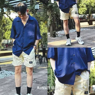 Monkey Siam | Cargo Shorts - กางเกงคาร์โก้ M-4XL เอว 25-48 เอวยางยืด ขาสั้นผู้ชาย กระเป๋าหน้า-หลัง