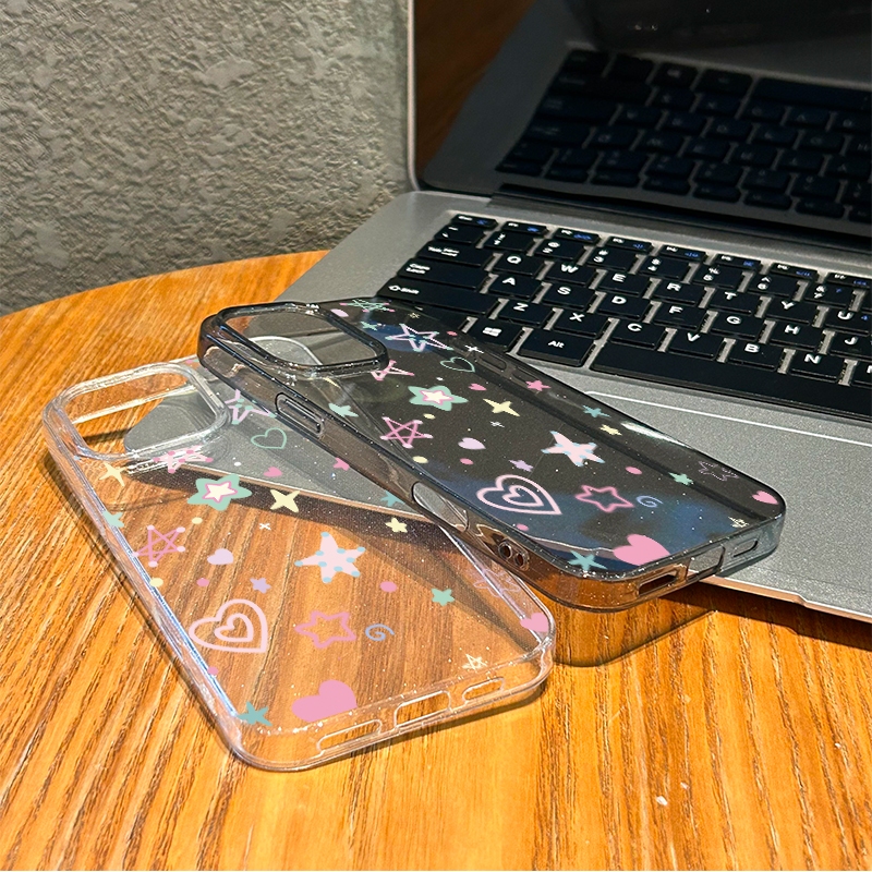 ผงเพชรแผ่นโปร่งใส  เทรนด์แฟชั่น ดาวสีการ์ตูน for 11 12 13 15 14plus 15 pro max XR 12 13pro  6P 7P 8P XS - รูปที่ 2