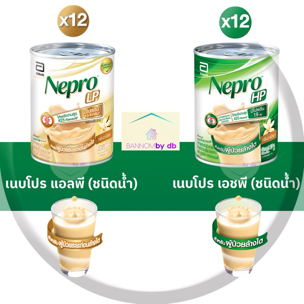 Nepro (12กระป๋อง) เนบโปร สำหรับผู้ป่วยไต 237 มล. LP HP ชนิดน้ำ