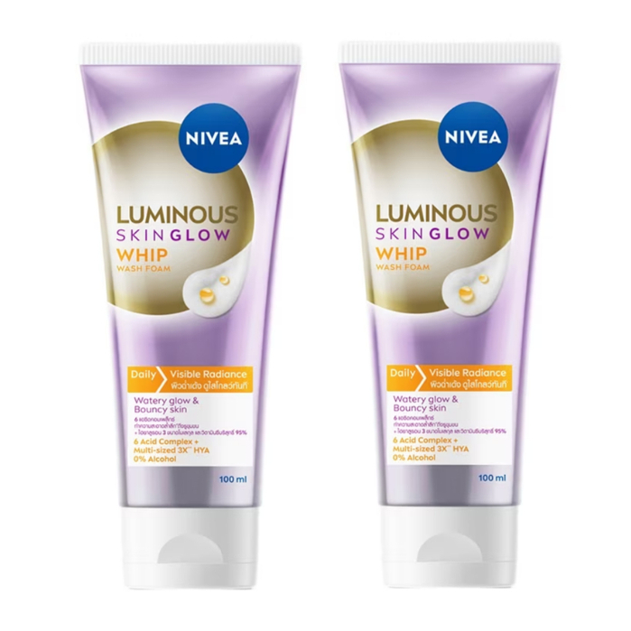 NIVEA Luminous 630 Wash Foam Skin Glow Whip นีเวีย ลูมินัส 630 วอช โฟม สกิน โกลว์ วิป 100ml. (2หลอด)