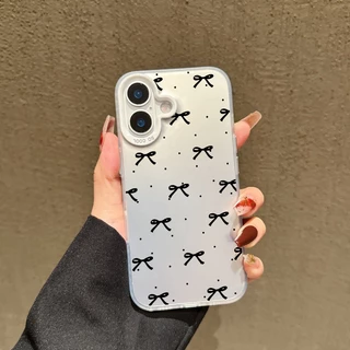 โลหะชุบโลหะด้วยไฟฟ้า ไอโฟนหมีสีชมพูfor 11 iPhone 12 13 14 15Pro MAX X XS XR 7 8Plusลิตเติ้ลสตาร์สร้างสรรค์โบว์สไตล์เรียบ