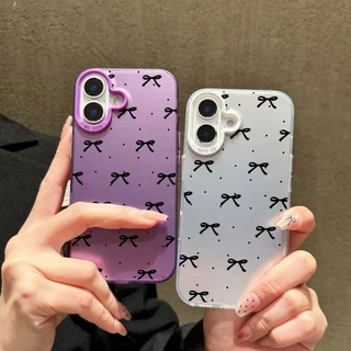 โลหะชุบโลหะด้วยไฟฟ้า ไอโฟนหมีสีชมพูfor 11 iPhone 12 13 14 15Pro MAX X XS XR 7 8Plusลิตเติ้ลสตาร์สร้างสรรค์โบว์สไตล์เรียบ
