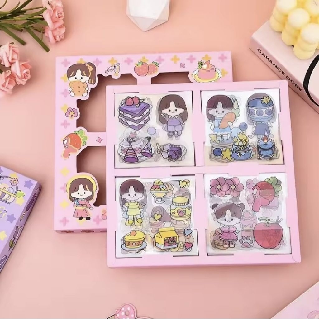 ถูกที่สุด 💖 สติกเกอร์ 100 แผ่น พร้อมกล่องลายน่ารัก ลายไม่ซ้ำกันในกล่อง ติดมือถือ ติดสมุดได้ สติกเกอร์ไดคัท