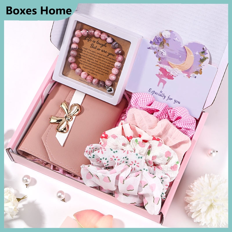 Gift Set Birthday Gift ของขวัญที่ใช้งานได้จริงสําหรับผู้หญิง กล่องของขวัญสร้อยข้อมือ ที่คาดผมคลาสสิก