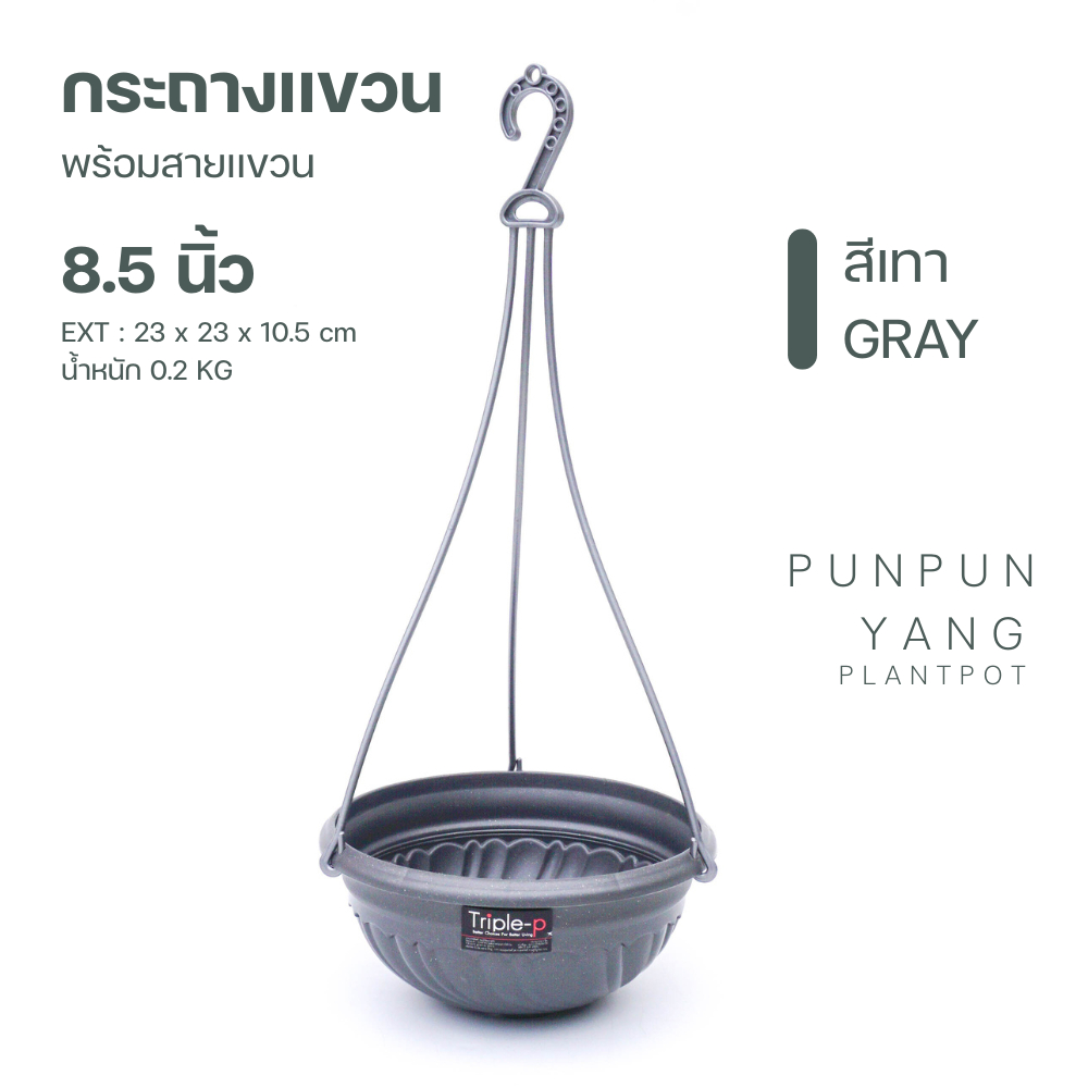 กระถางแขวน 8.5 นิ้ว (มีตะขอแขวนให้ทุกกระถาง) #PPP893 ตะขอแขวนแข็งแรง  กระถางปลูกต้นไม้ กระถางพลาสติก