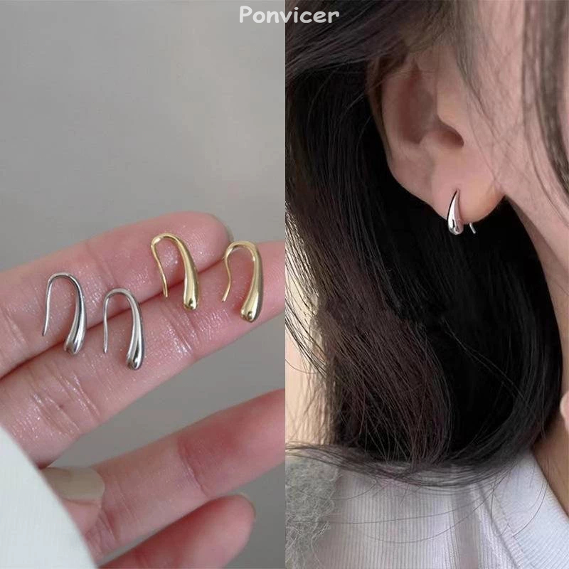 เรียบง่าย Water Drop ต่างหูขนาดเล็กหญิง Retro แฟชั่นที่ไม่ซ้ํากัน Classy ที่เกี่ยวหูต่างหูทุกการแข่งขัน