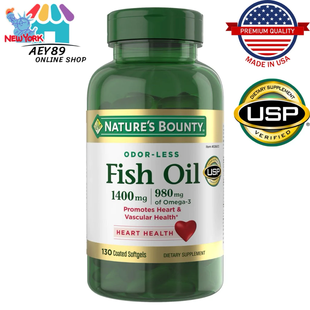 Nature’s Bounty Fish Oil, 1400mg, 980mg of Omega-3,มี130ซอฟเจล (ขวดเขียว)