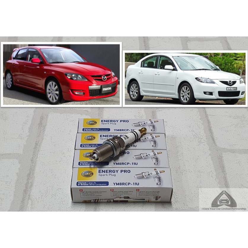 หัวเทียน Mazda 3 BK ( 2004 - 2009 ) ชุด 4 หัว ขั้วยิธเทรียม : Hella YM8RCP-11U / YS8RCP-11U