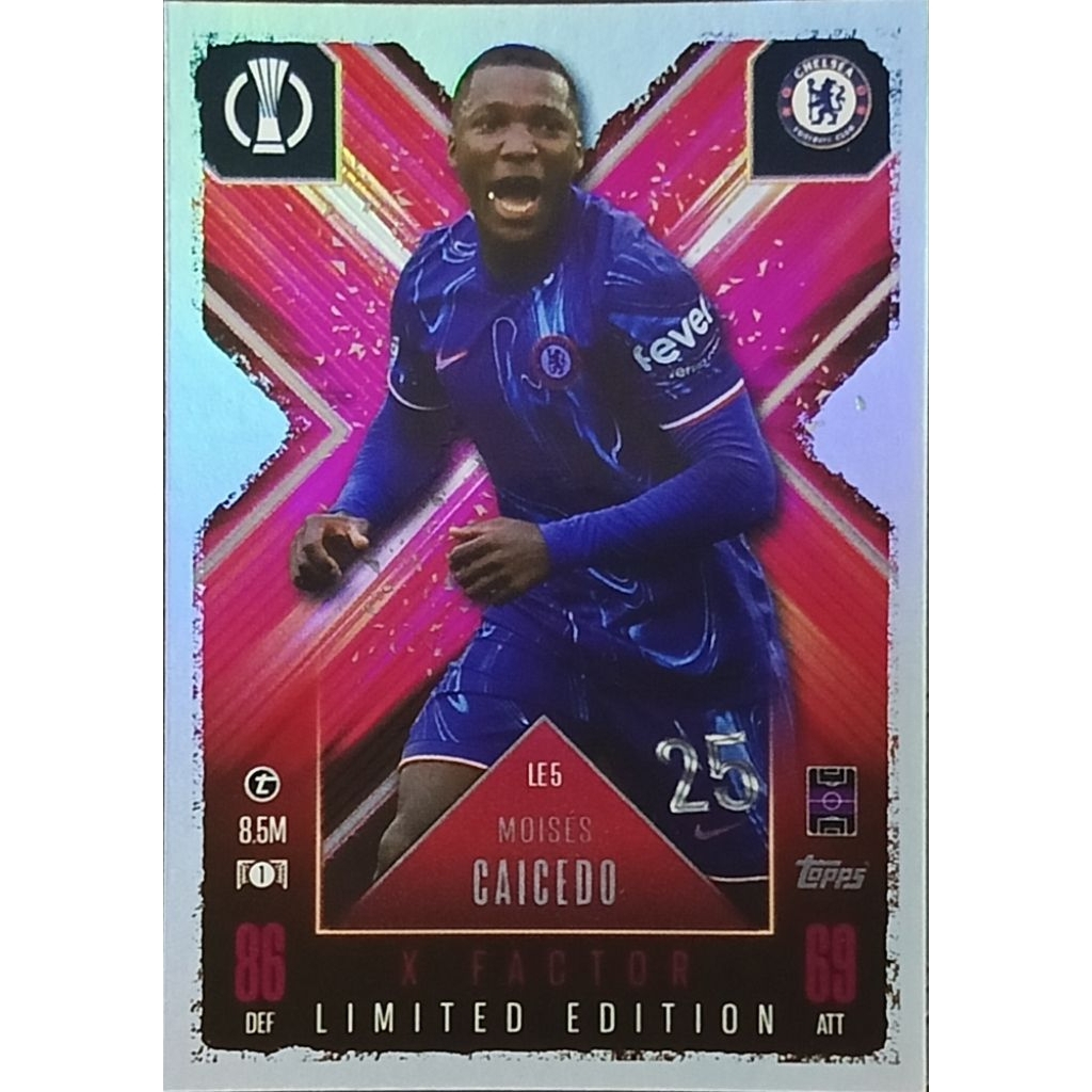 Topps Match Attax CL Extra 24/25 LE 5 Moises Caicedo X-Factor Limited Edition Chelsea
