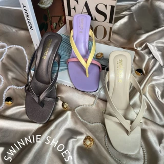 รองเท้าส้นแก้ว 3 สาย 🔥 พื้นนุ่ม ใส่สบาย ไม่ใช่งานจีน ❗ แบรนด์ SWINNIE SHOES สูง 2 นิ้ว 🌷🤍