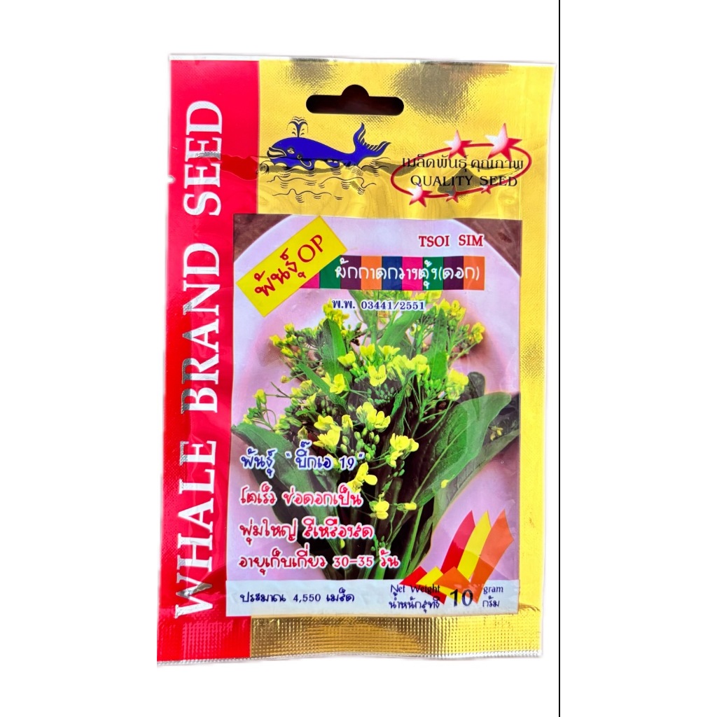 ผักกาดกวางตุ้งดอก พันธุ์บิ๊กเอ19 ตราปลาวาฬ (ผักกะจ้อน)