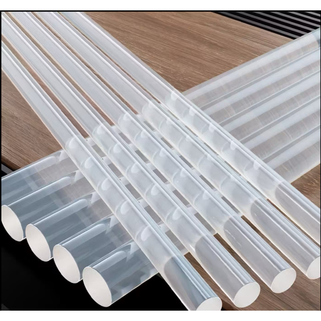 แท่งพลาสติกหรืออะคริลิกใสทรงกระบอก (Transparent Acrylic Rods) ซึ่งมีลักษณะกลมและโปร่งใส