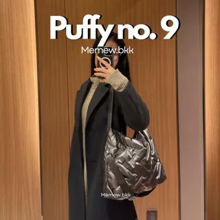 Memew.bkk Puffy no.9 กระเป๋าพัฟฟี่เมทัลลิก กระเป๋าสะพายข้าง ทรงโท้ท Tote Bag ผ้าเงาบุนวม ใบใหญ่จุใจ [พร้อมส่ง]