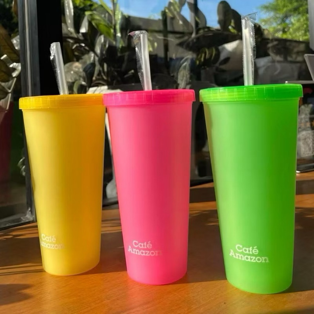 แก้ว amazon แก้วเรืองแสง amazon 22oz Cafe Amazon Glow on the dark แก้วพลาสติกเรืองแสง ของแท้ 100%