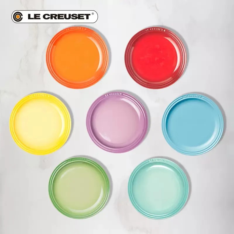 France LE CREUSET stoneware steak dinner plate round plate 18/23cm household fruit tableware plate