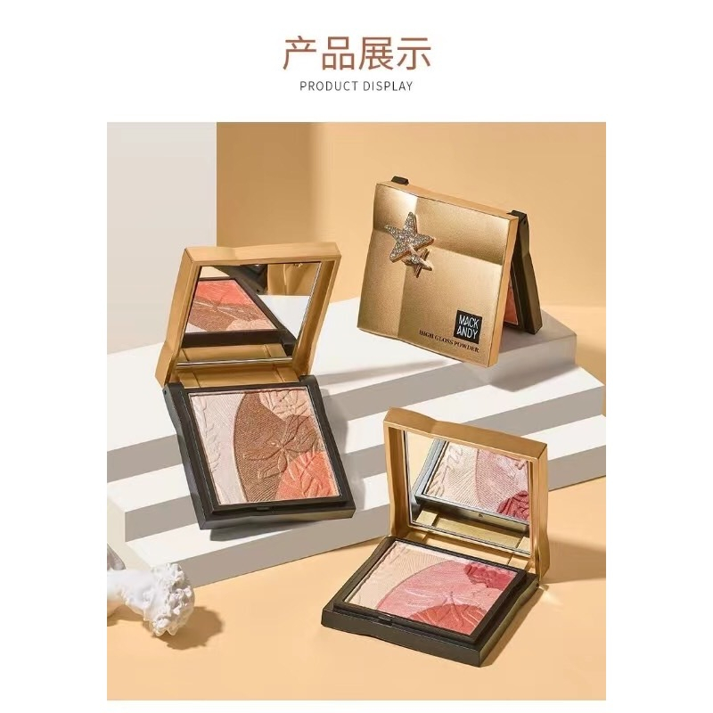 สินค้ามีพร้อมส่ง  Mack Andy อายแชโดว์ บลัชออน และไฮไลท์ 1ตลับแบบ 3 in 1