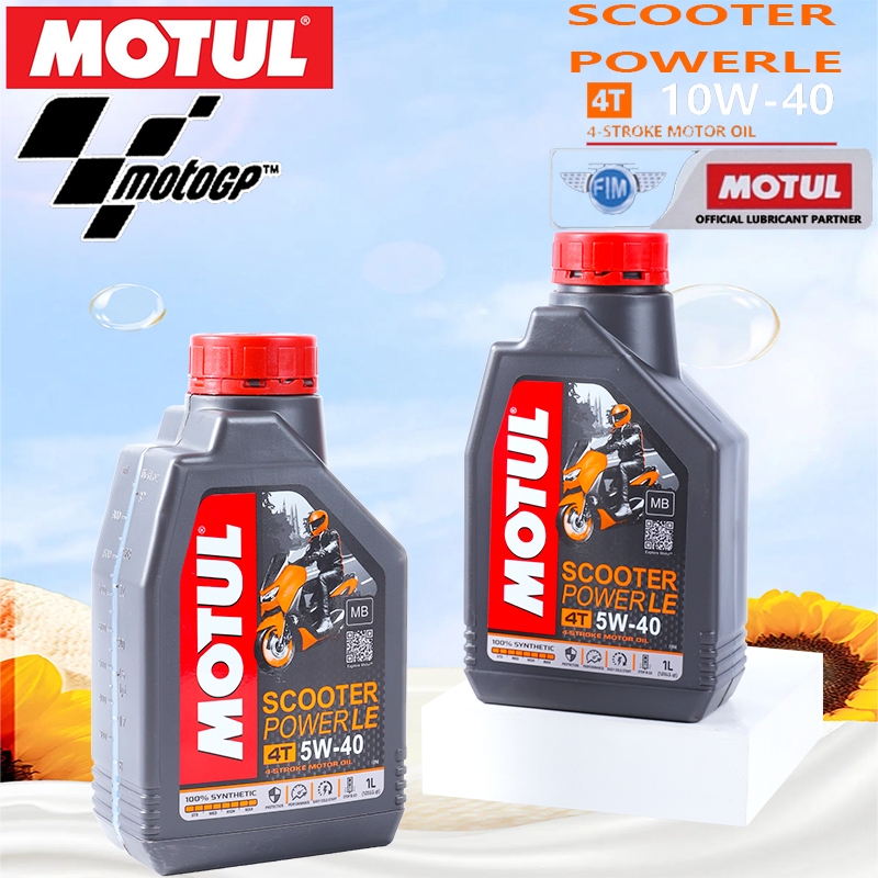 MOTUL น้ำมันเครื่อง  สังเคราะห์แท้ 100%  5W40,  1 ลิตร สำหรับรถออโตเมติคทุกรุ่น-ทุกยี่ห้อ  SCOOTER POWER LE