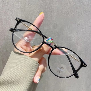 [จัดส่งในกทม] MOYENNE แว่นกรองแสง สายตาสั้น0°-400° ป้องกันแสงสีฟ้าของผู้หญิง กรอบทรงกลมสีน้ำตาลเย็นพร้อมเลนส์