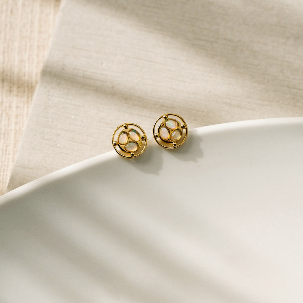 Ar-Kang Collection AKE3016/AKE3017/AKE3018 ต่างหูเงินแท้ Ethiopian Opal Labradorite Black Agate