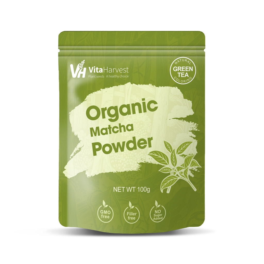 ผงชาเขียวมัทฉะ 100 กรัม（ Matcha green tea powder）ส่วนผสมบริสุทธิ์ 100% ไม่มีน้ำตาล