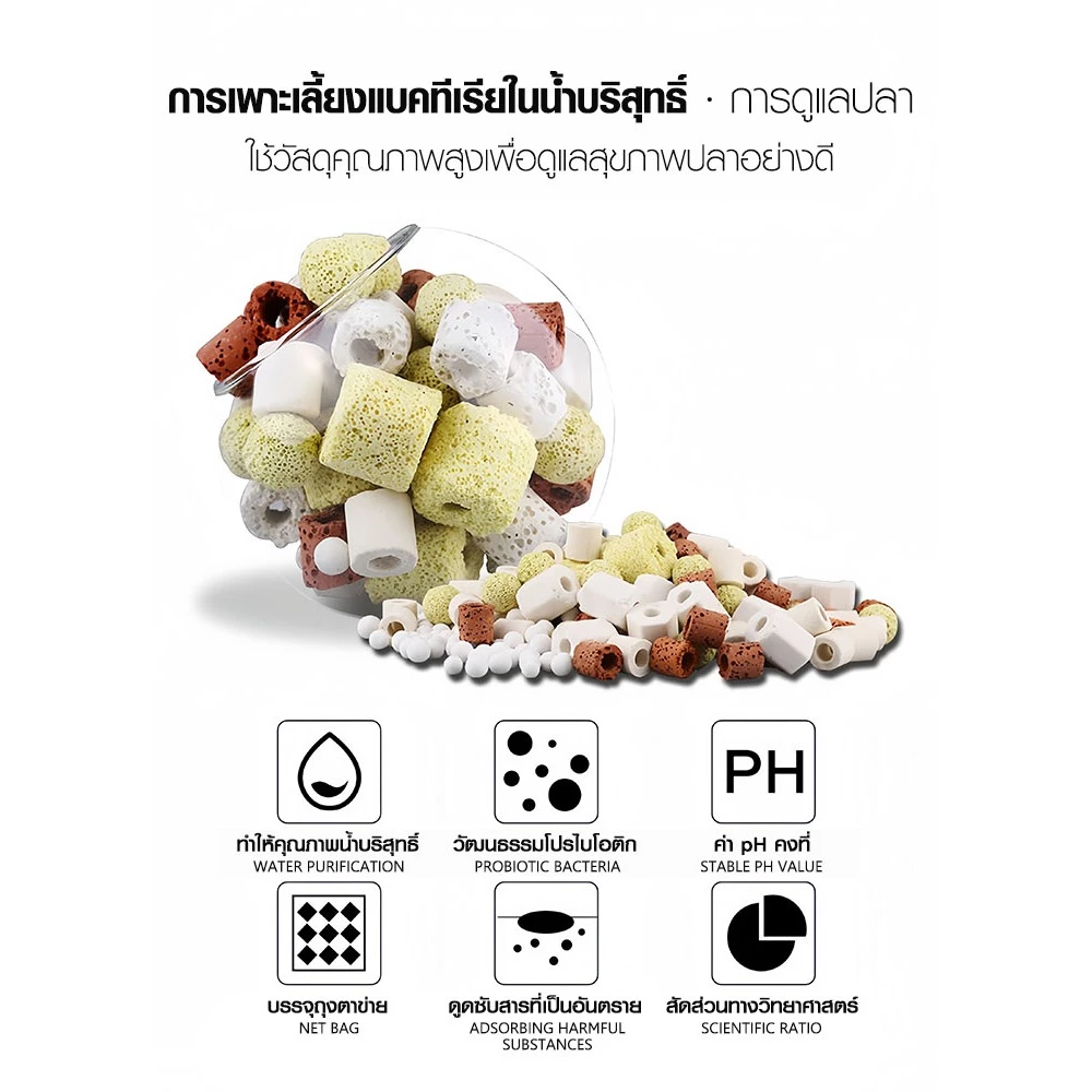 เซรามิคริงค์หินกรองตู้ปลา 0.5/1kg พร้อมถุงซิป หลายรูปทรง thumbnail 9