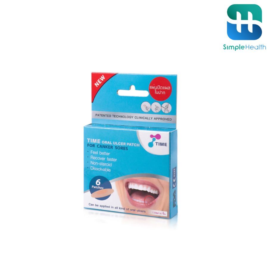 Simple Healthcare แผ่นแปะแผลร้อนใน ที่เเปะร้อนใน ชุดเเปะร้อนใน TIME ORAL 6 ชิ้น 