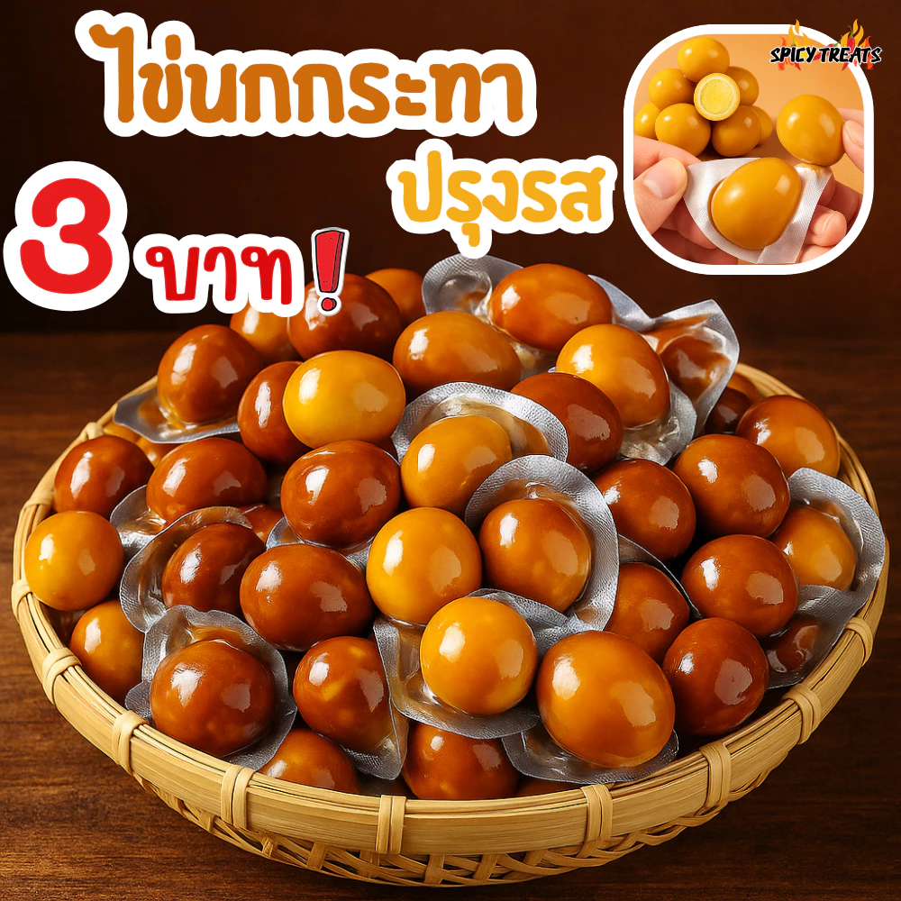 Spicy Treats ไข่นกกระทาตุ๋น 3บาท ไข่นกกระทาอบซีอิ๊ว พร้อมทาน ไข่พะโล้ อบสมุนไพร ของทานเล่น