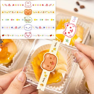 สติ๊กเกอร์ติดกล่องเค้ก สติ๊กเกอร์คาดกล่องขนาด24*1.5cm (50ดวง/แพค )