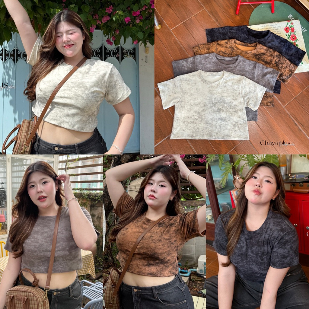 ✅เข้าเพิ่ม พร้อมส่งค่า /LD/เสื้อครอปสาวอวบ ไซส์อก38-50 ผ้ายืดลายหินอ่อน นุ่มสบาย ยืดเยอะ #เสื้อไซส์ใหญ่ พลัสไซส์