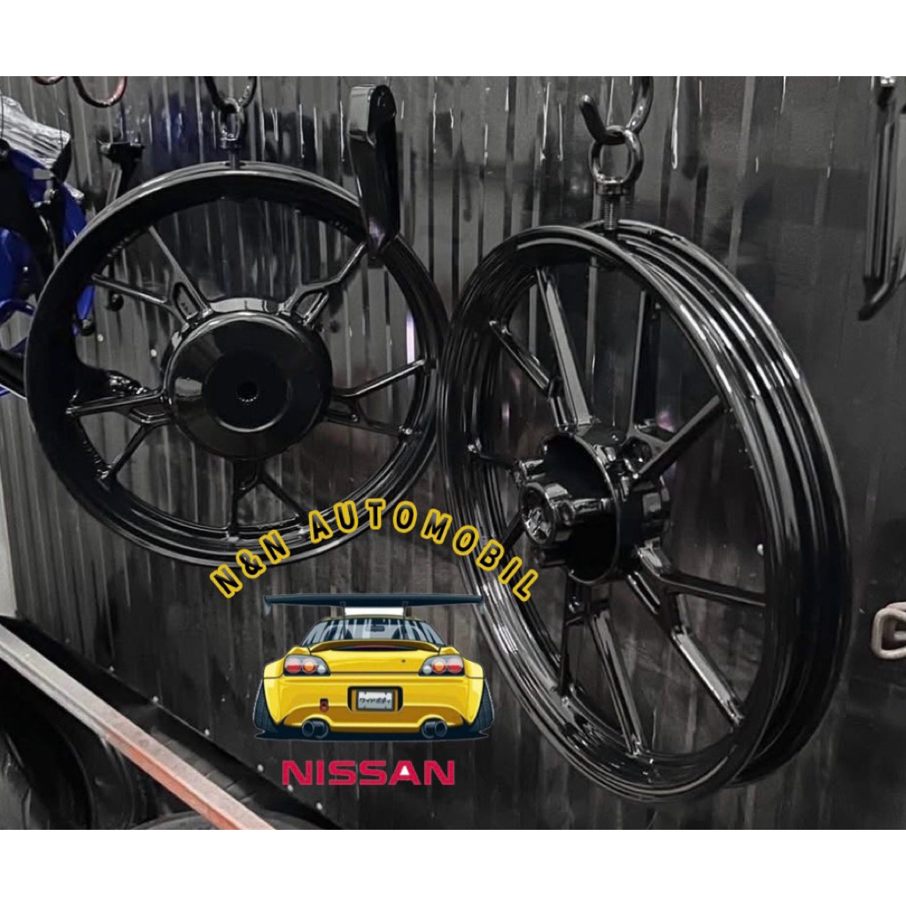 ล้อแม็ก Fino Fi ของแท้ Yamaha ทำสีเพาเดอร์โค๊ดสีดำ