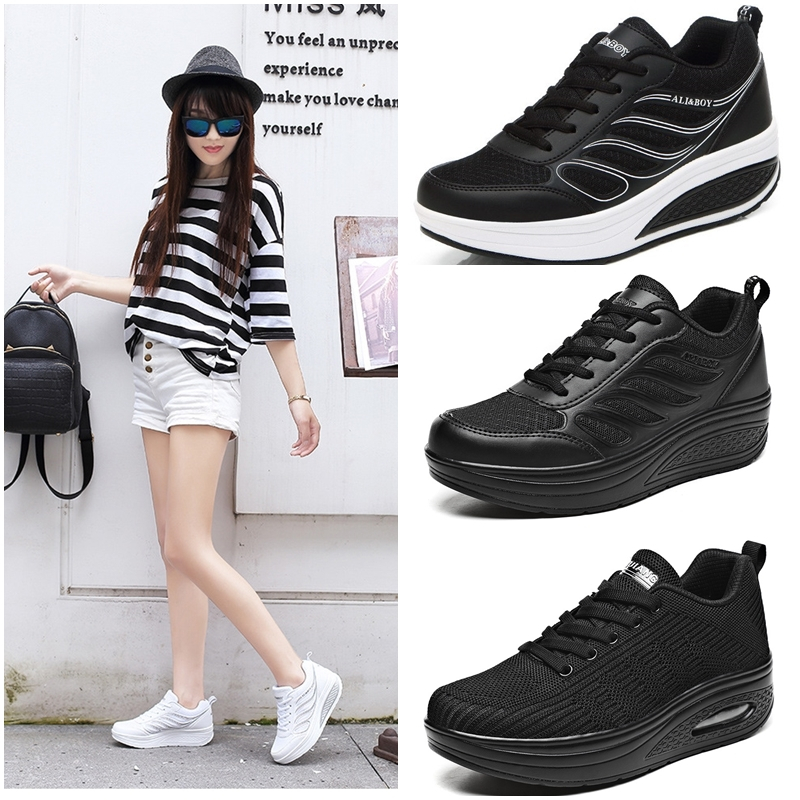 รองเท้าผ้าใบผู้หญิง แพลตฟอร์ม ใส่เดิน ใส่ออกกำลังกาย พื้นสูง 5 ซม. รุ่น H675,นางฟ้า ขนาด 36-40