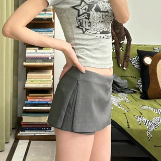 กระโปรงเอวต่ำ สไตล์เกาหลี มีซับใน! mini skirt ป้องกันแสงสว่าง ใส่สบายทุกโอกาส พร้อมส่ง