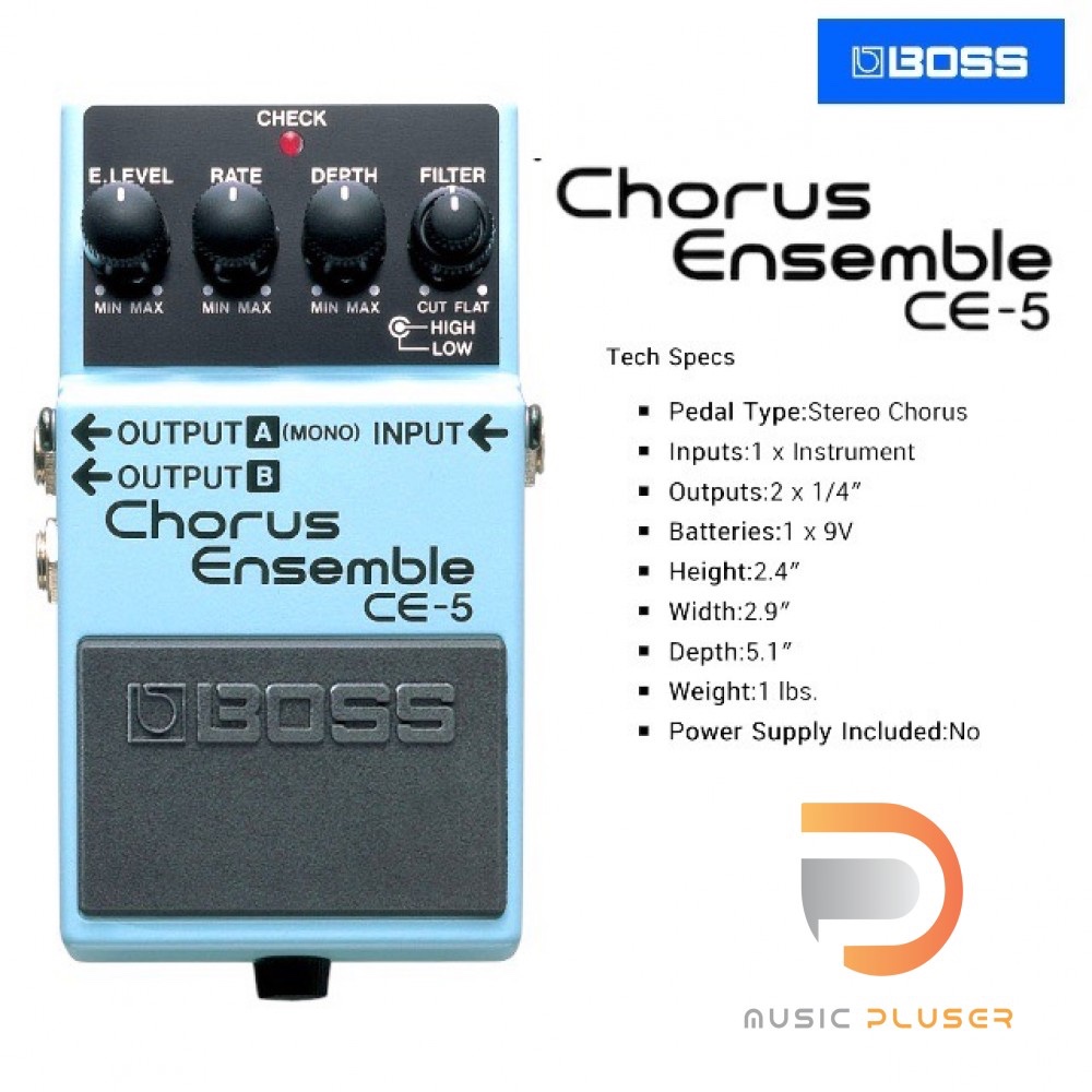 Boss CE-5 Chorus Ensemble เอฟเฟ็คกีต้าร์คอรัสจาก Boss ปรับแนวเสียงได้กว้าง งานทนทาน Made in Taiwan ป