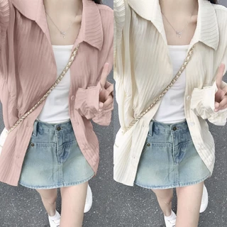 เสื้อเชิ้ตผู้หญิง ผ้าบางเบา - สีสุภาพ ใส่ทำงานหรือไปเที่ยว | ไซส์ S-XXL"