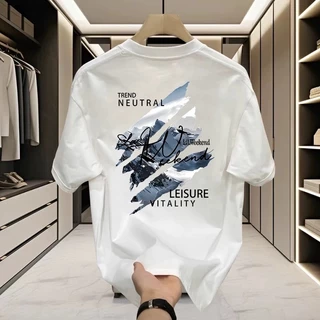 Basi💥 เสื้อผู้ชาย เสื้อยืด oversize สตรีท เกรดพรีเมียม โคตรนุ่ม เสื้อคอตตอน100% ไม่หดตัวลาย ลาย "TREND NEUTRAI"