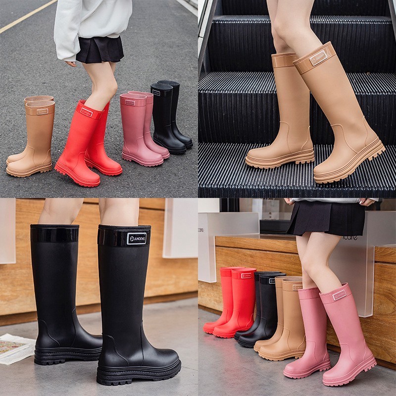 รองเท้าบูท กันลื่นกันน้ำ แฟชั่นสำหรับผู้ชาย และผู้หญิง รองเท้าบูทกันน้ำ ส้นหนา ฤดูฝน รองเท้ากันลื่น