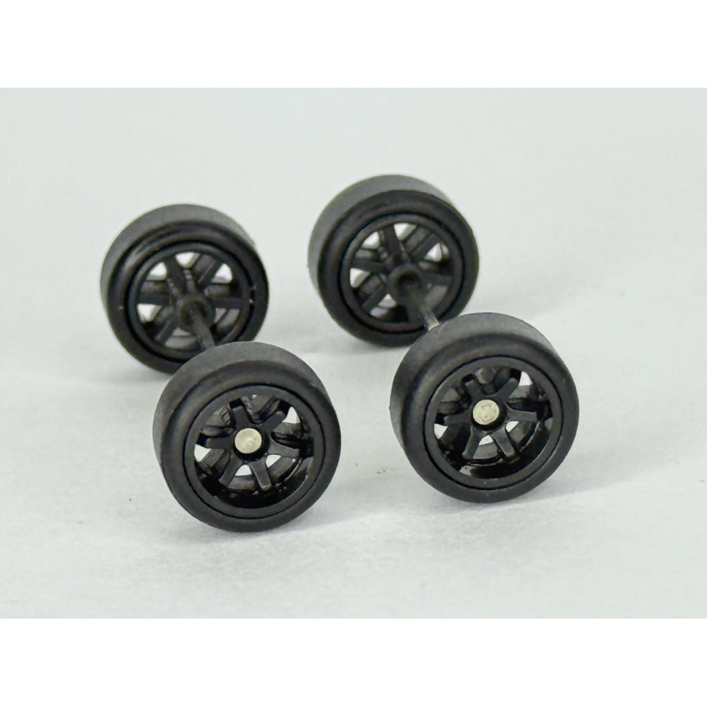 ล้อยาง สำหรับ รถ Model Diecast 1:64 ขนาด 9 MM  ลาย Te37 ก้าน สี ดำ