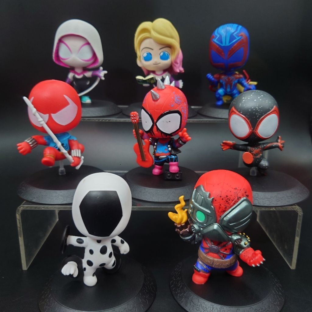 โมเดล Spiderman In to Spider verse ขนาดประมาณ 8-9 Cm แบบยกชุด งานน่ารักมากๆ ถอดหัวได้ พร้อมส่งในไทยท