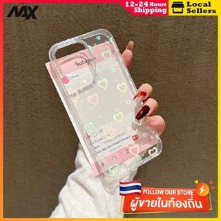 ผงเพชรแผ่นโปร่งใส เทรนด์แฟชั่น รักเล็กๆน้อยๆ for 11 12 13 15 14plus 15 pro max XR 12 13pro 14 7P 8P XS 14Pro 11pro